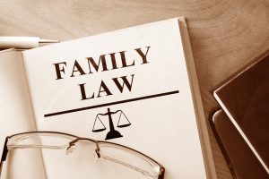 Stack of papers labeled with "Family Law"